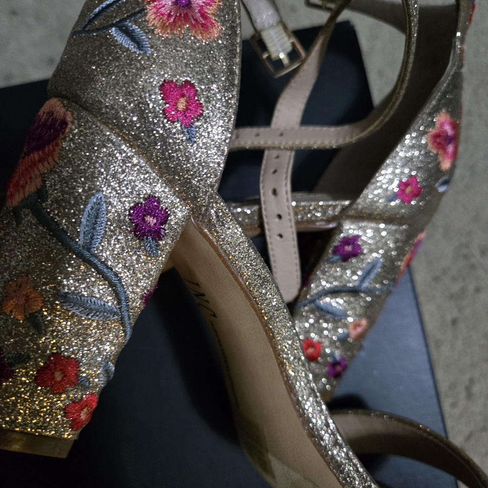 INC International Concepts Gold and Pink Sparkly Heels